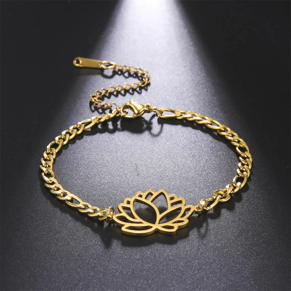 Women's Lotus Flower Bracelet in gold