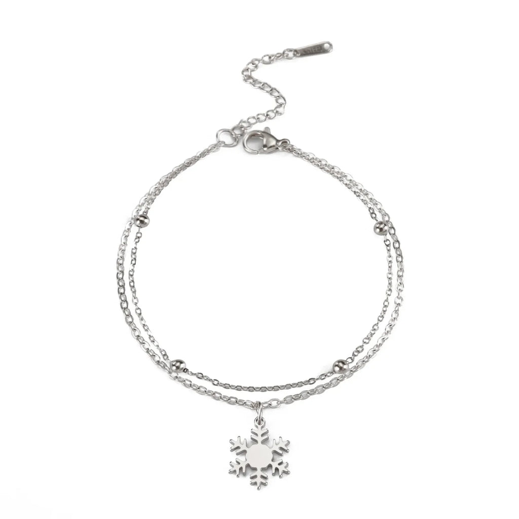 Snowflake Bracelet Winter Curb Chain Silver