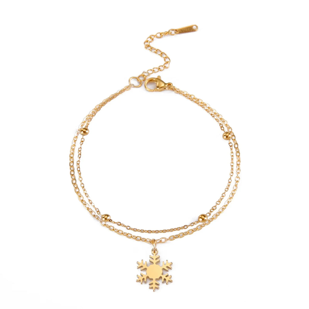 Snowflake Bracelet Winter Curb Chain Gold