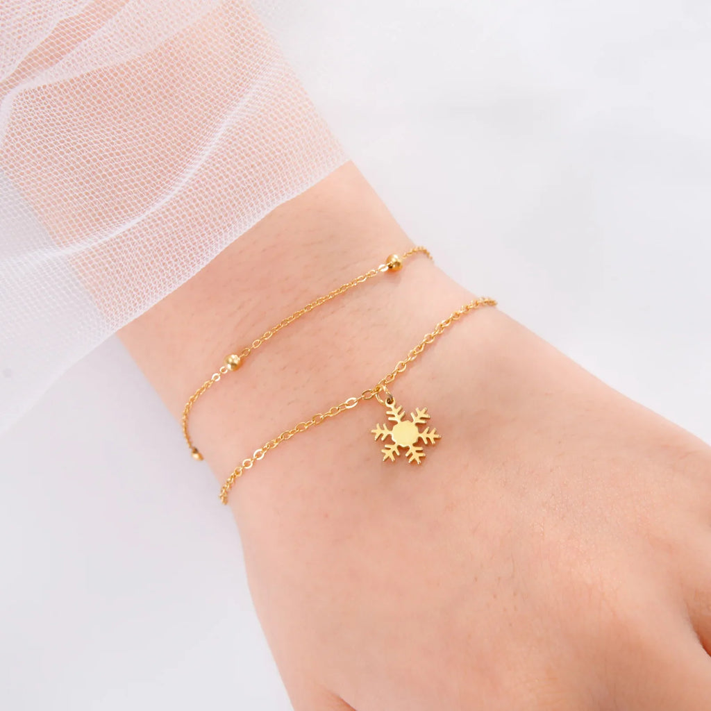 Snowflake Bracelet Winter Curb Chain Gold