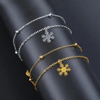 Snowflake Bracelet Winter Curb Chain Gold