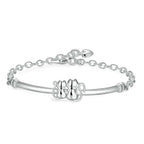 Silver Double Cat Curb Bracelet