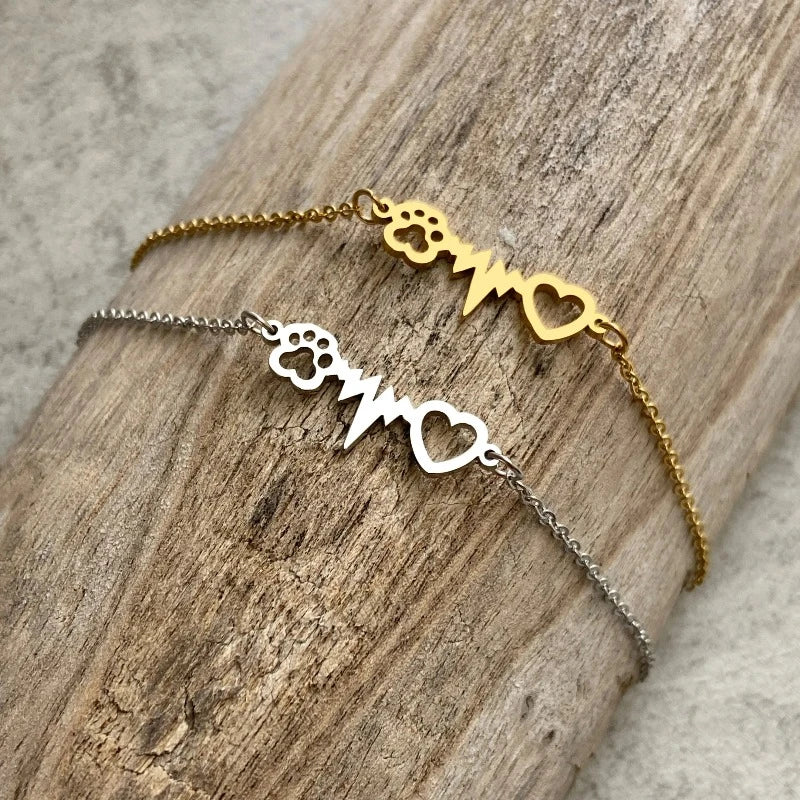 Heart Paw Chain Bracelet