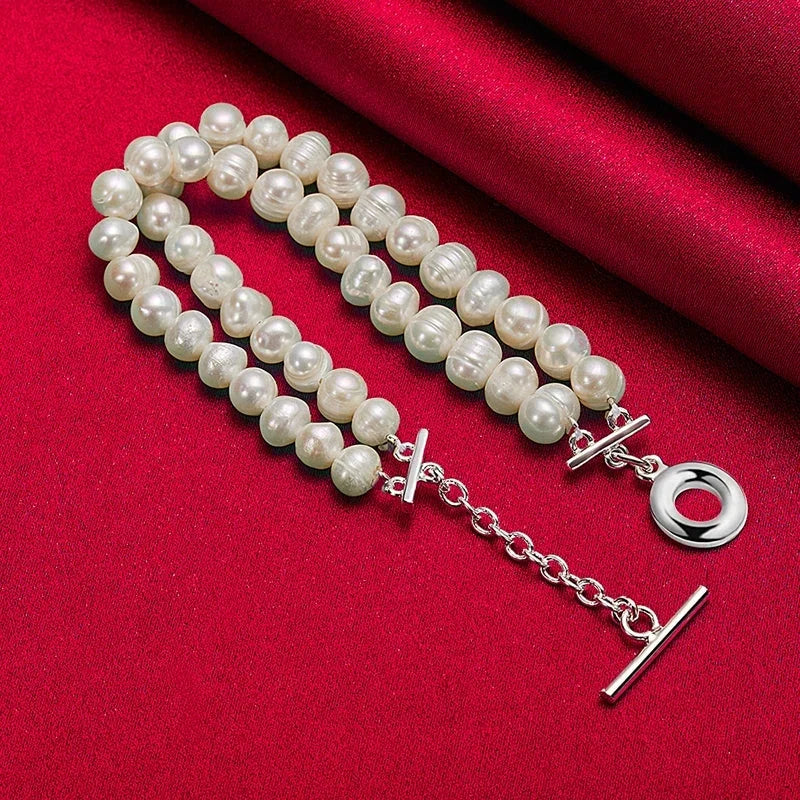 Retro-Style Curb Chain Bracelet with Beads