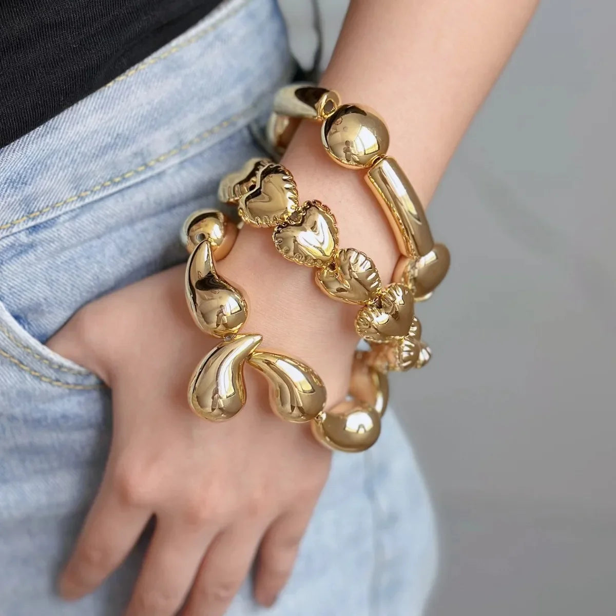 Elastic Water Drop Curb Bracelet