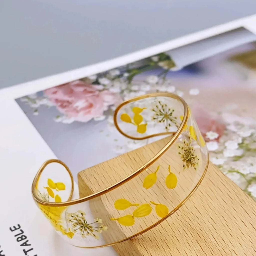 Transparent Resin Flower Chain Bracelet yellow a