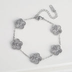 5-Petal Flower Curb Chain Bracelet Silver
