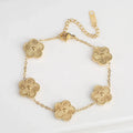 5-Petal Flower Curb Chain Bracelet Gold