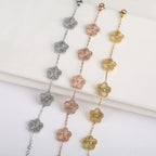 5-Petal Flower Curb Chain Bracelet Rose Gold