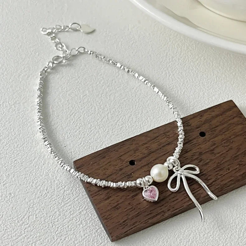 Bow Tie and Pearl Curb Bracelet