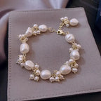 Baroque-Style Curb Chain Bracelet with Pearls