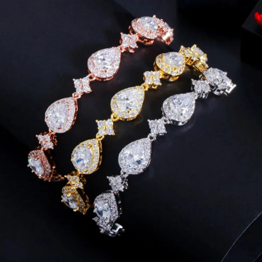 Water Drop Zircon Bracelet in Rose Gold