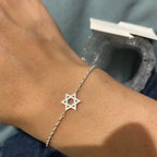 Hexagram Star of David Judaism Chain Bracelet silver