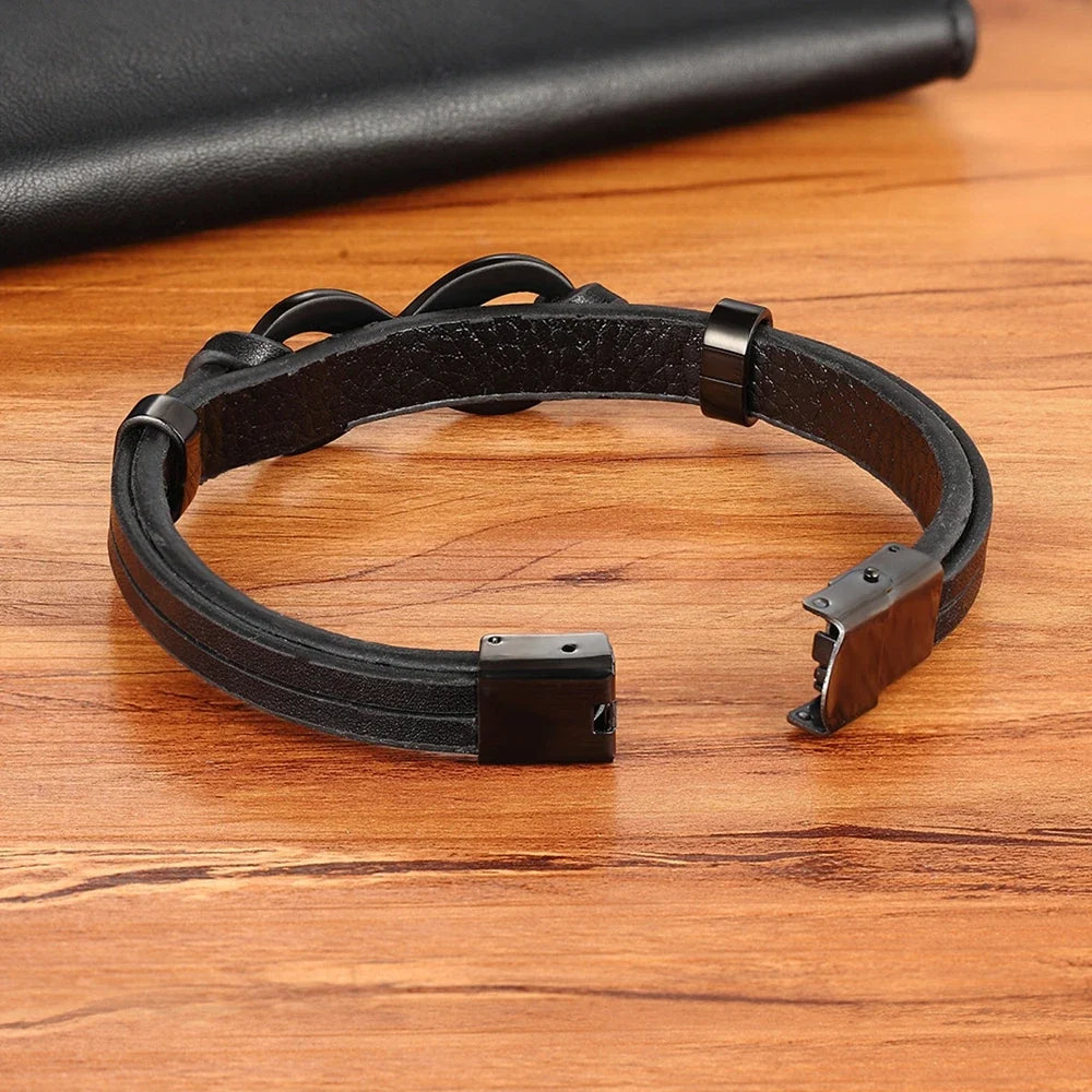 Infinity Bracelet Black Leather