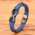 Infinity Bracelet Blue Leather