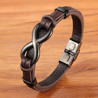 Infinity Bracelet Brown and Black Leather