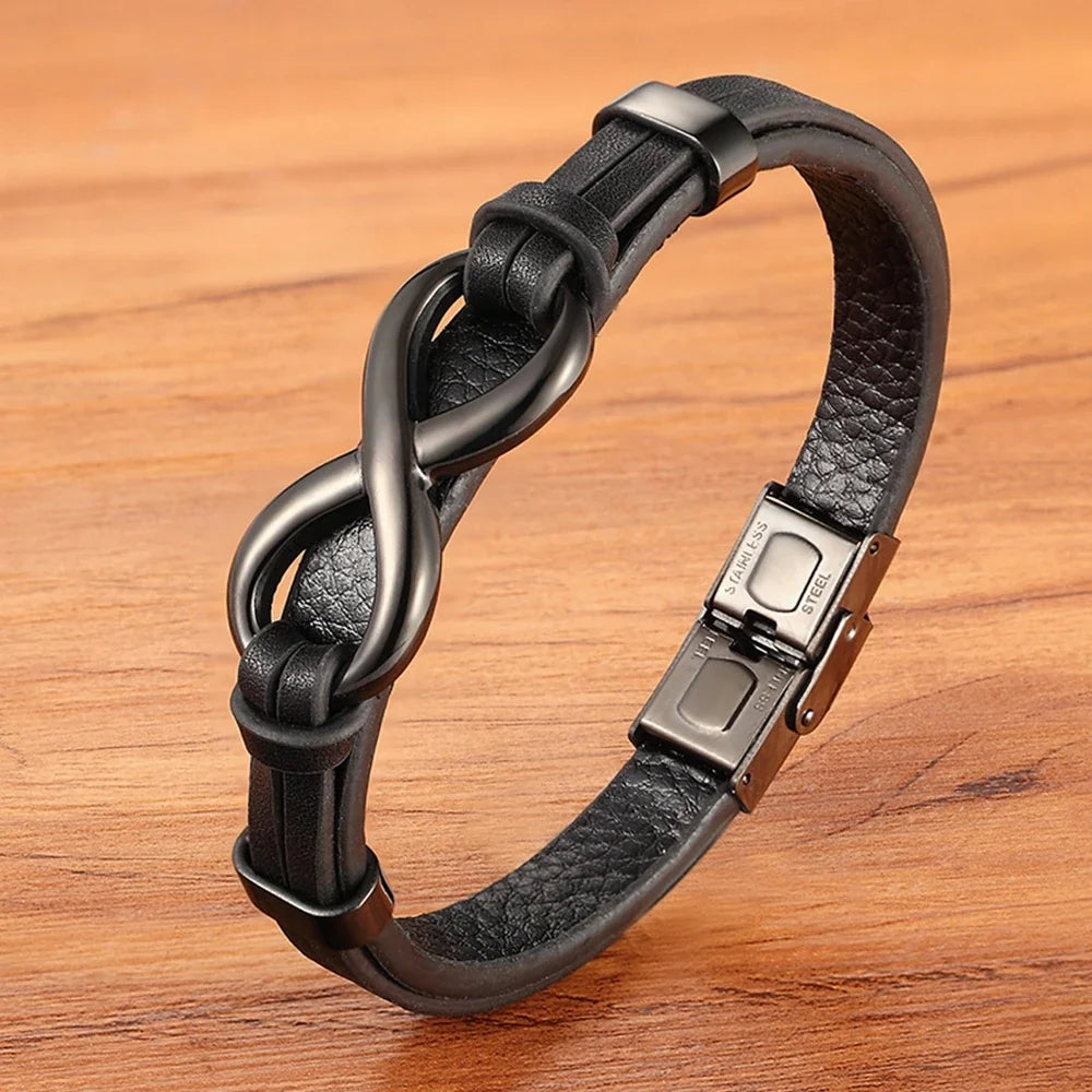 Infinity Bracelet Black Leather