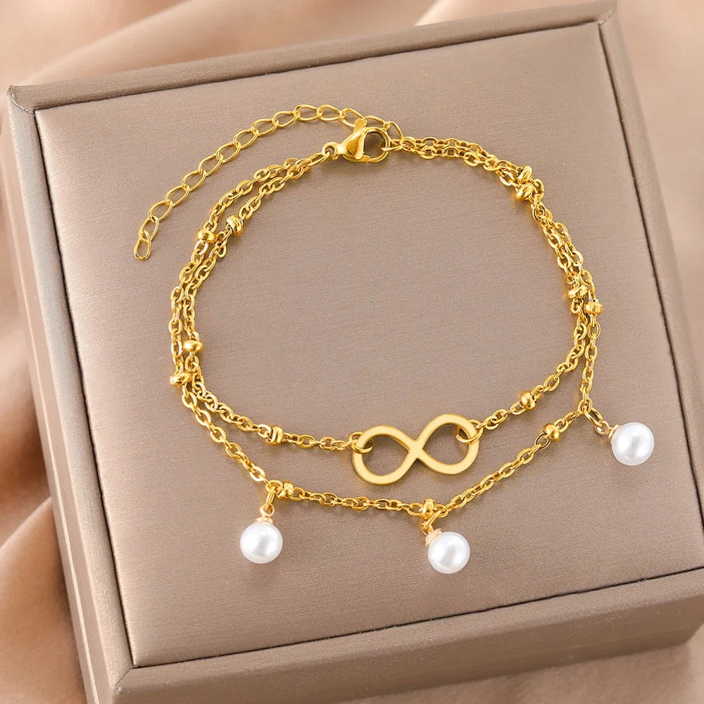 Infinity Bracelet Gold Beads