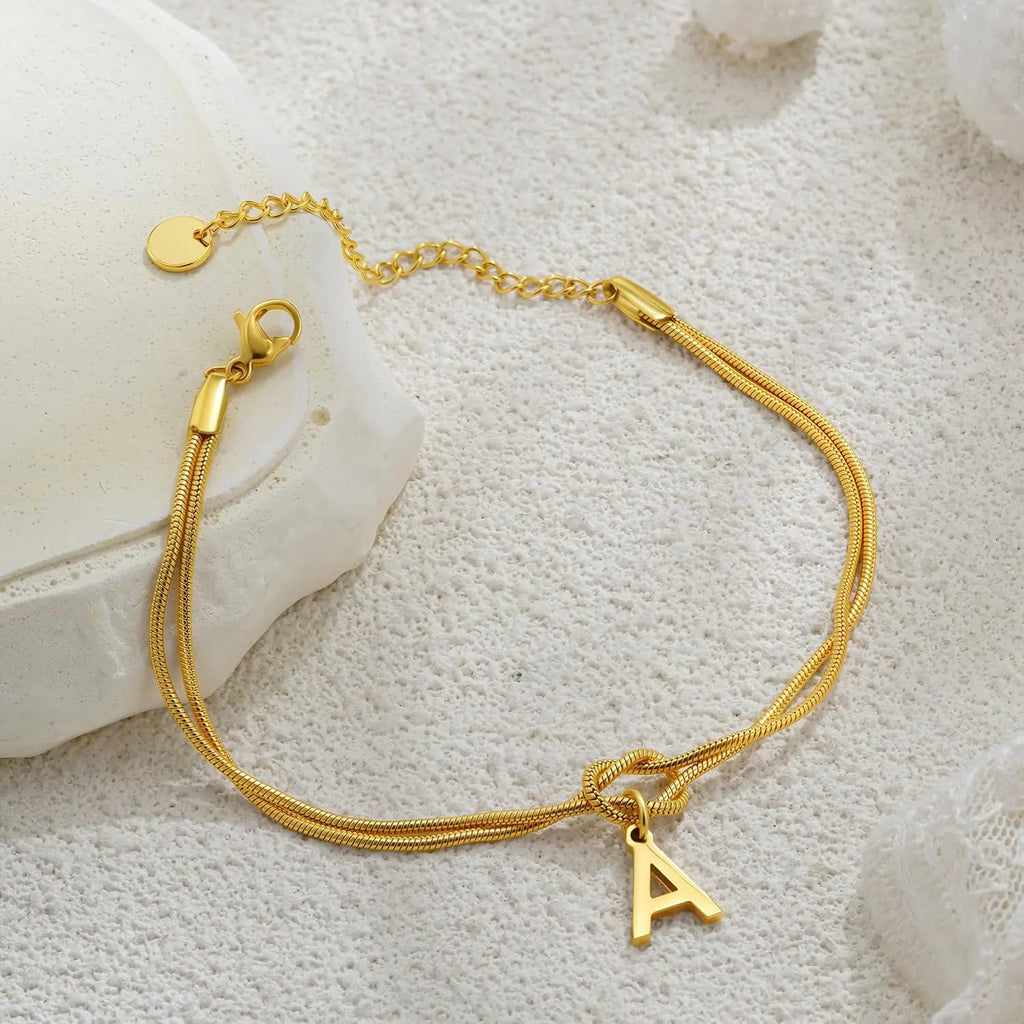 Initial and Knot Bracelet - Letter