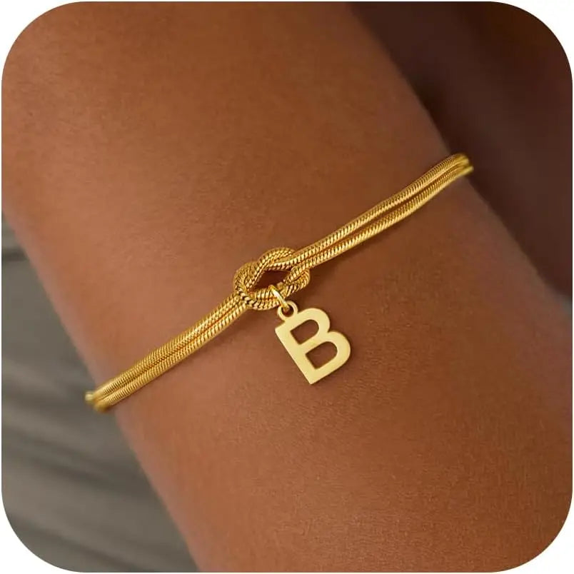 Initial and Knot Bracelet - Letter