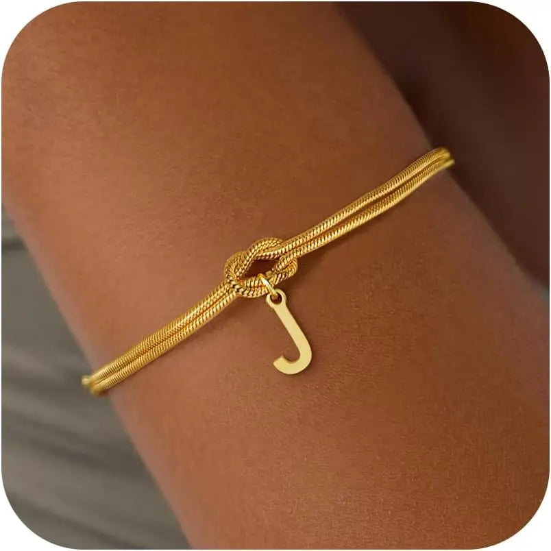 Initial and Knot Bracelet - Letter