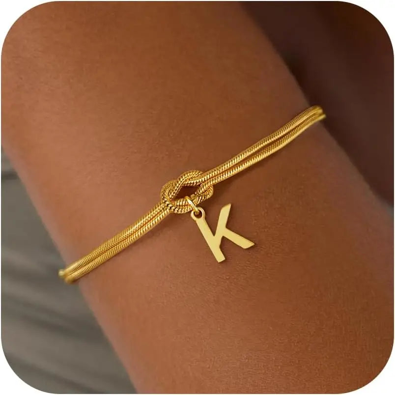 Initial and Knot Bracelet - Letter