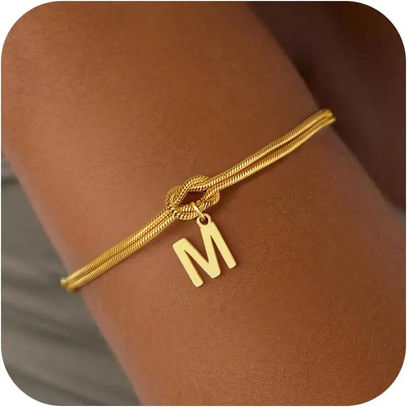 Initial and Knot Bracelet - Letter