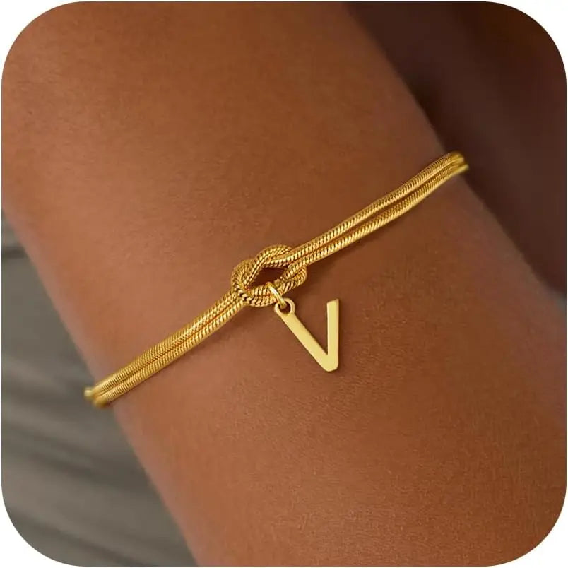 Initial and Knot Bracelet - Letter