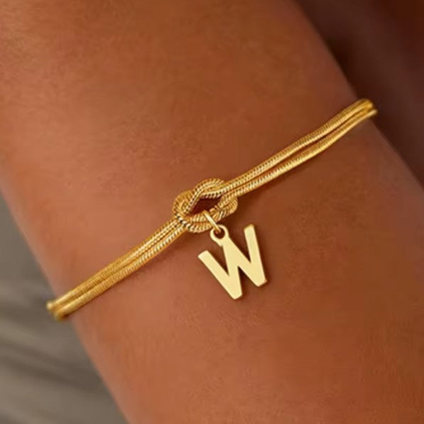 Initial and Knot Bracelet - Letter