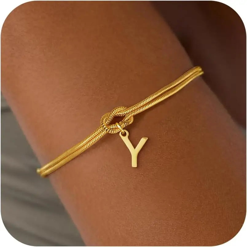 Initial and Knot Bracelet - Letter