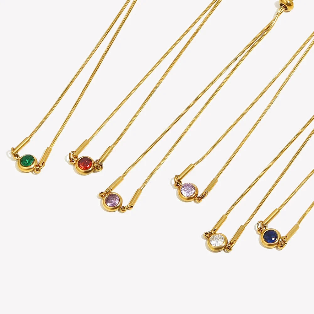 Bangle bracelet with colorful birthstone