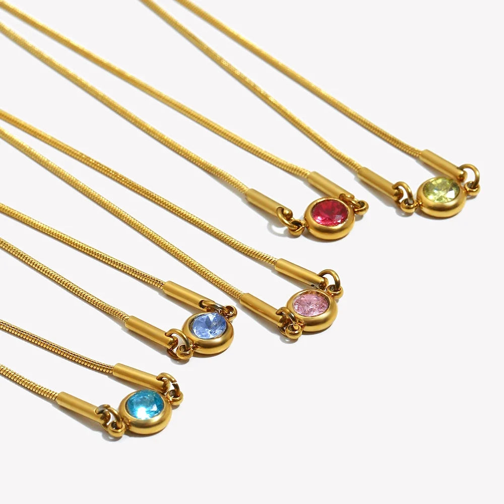 Bangle bracelet with colorful birthstone