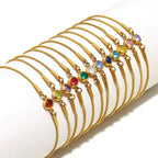 Bangle bracelet with colorful birthstone