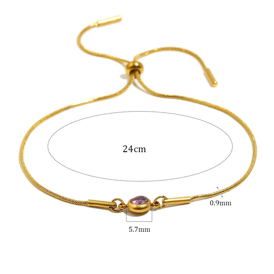 Bangle bracelet with colorful birthstone