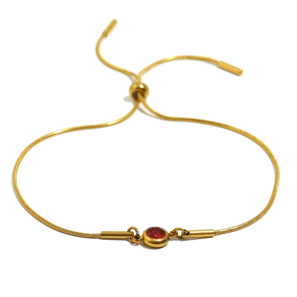 Bangle bracelet with colorful birthstone