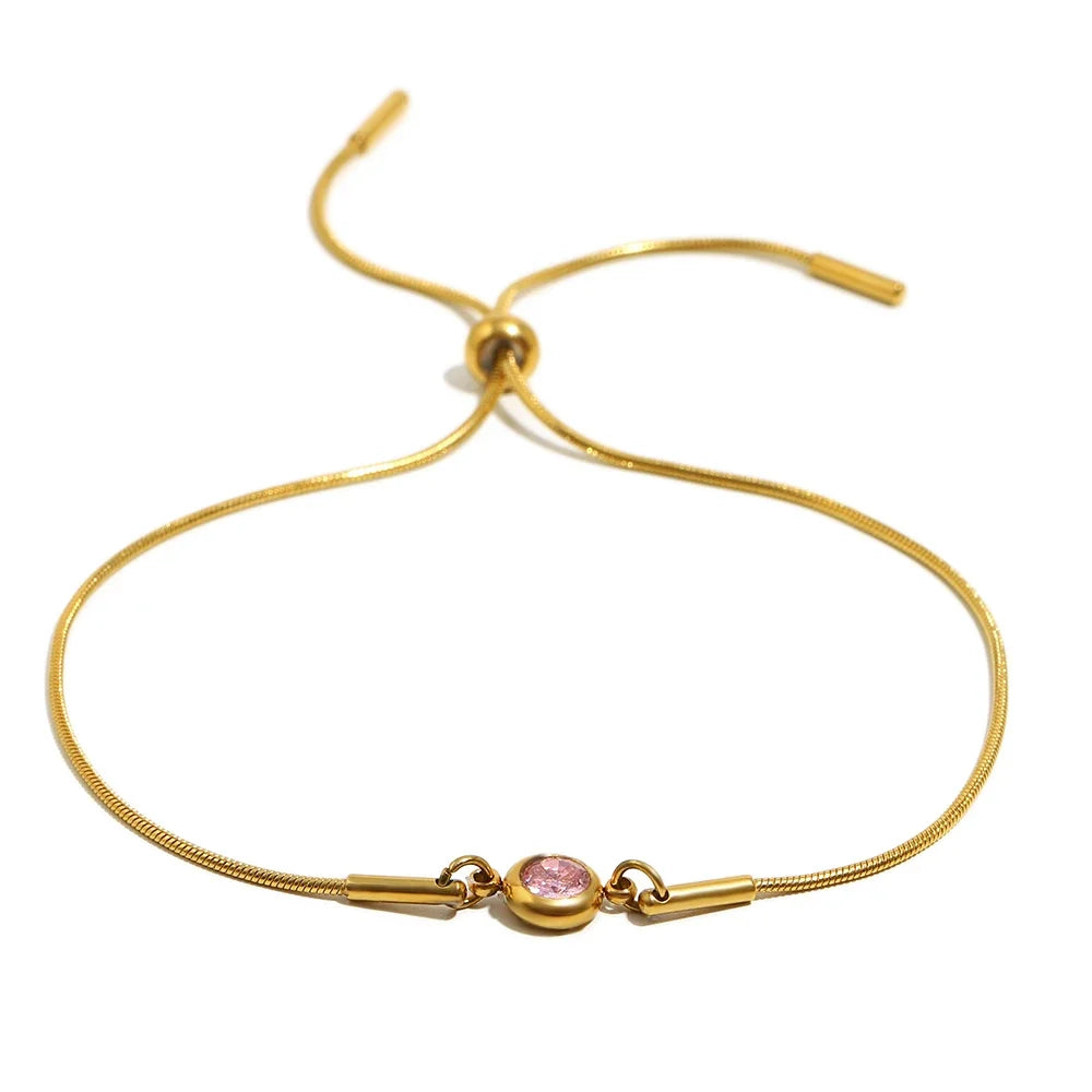 Bangle bracelet with colorful birthstone