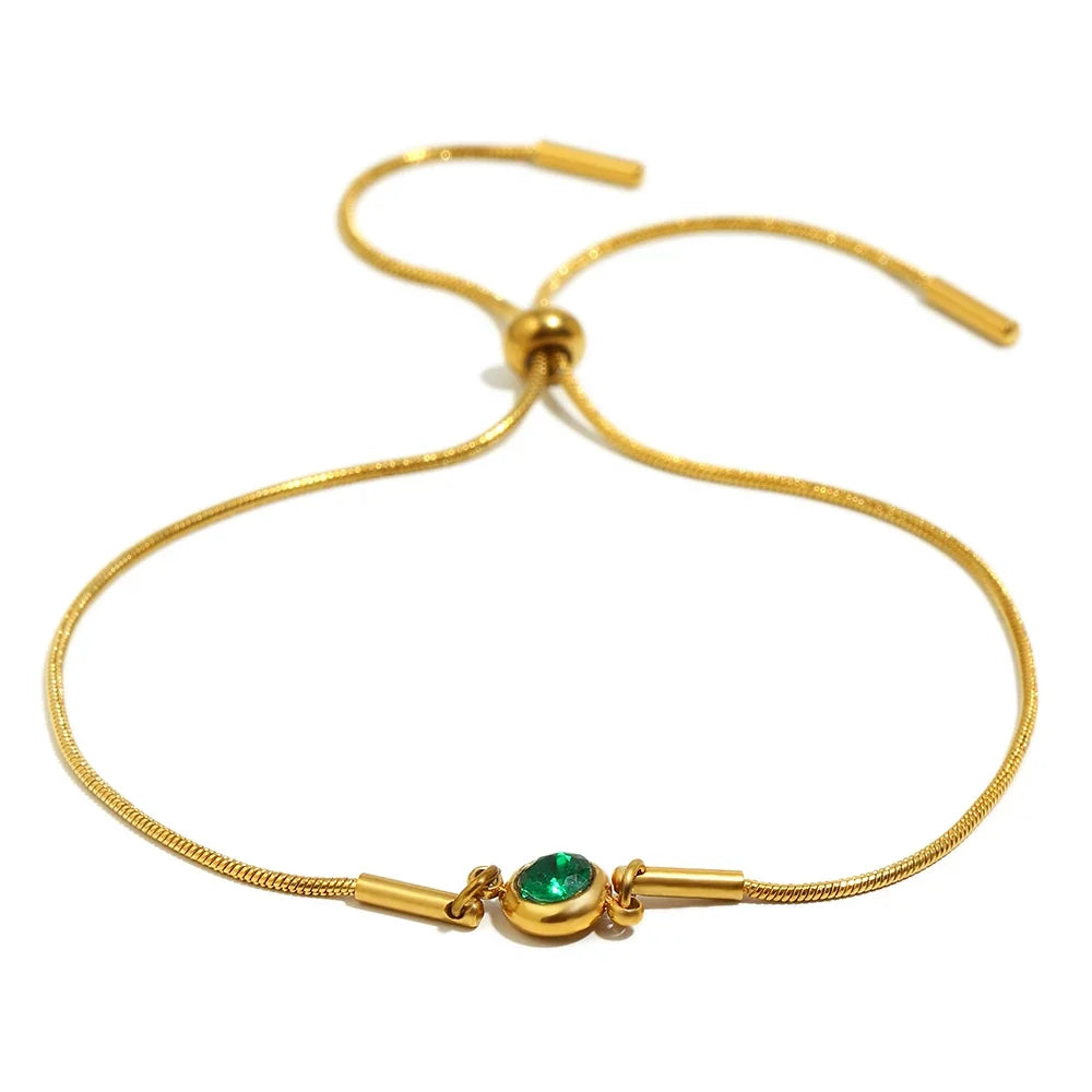Bangle bracelet with colorful birthstone