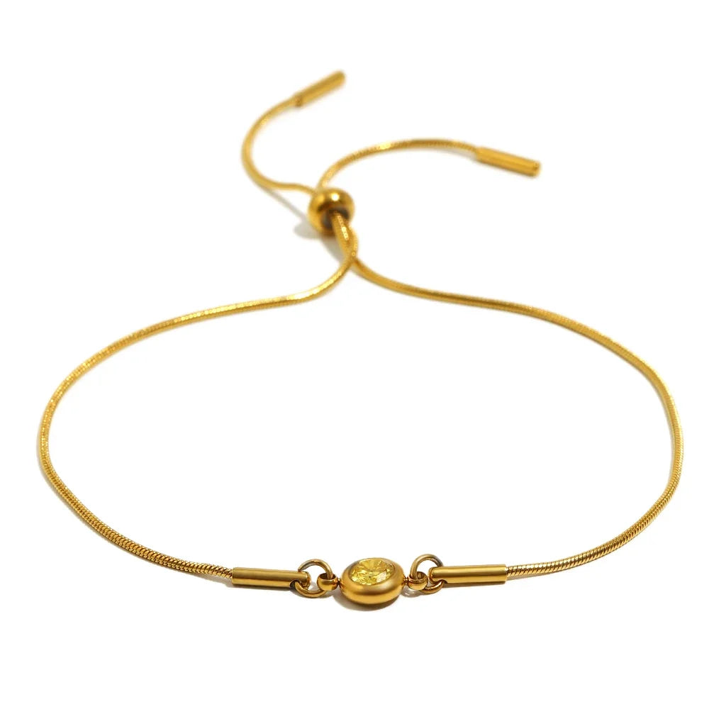Bangle bracelet with colorful birthstone