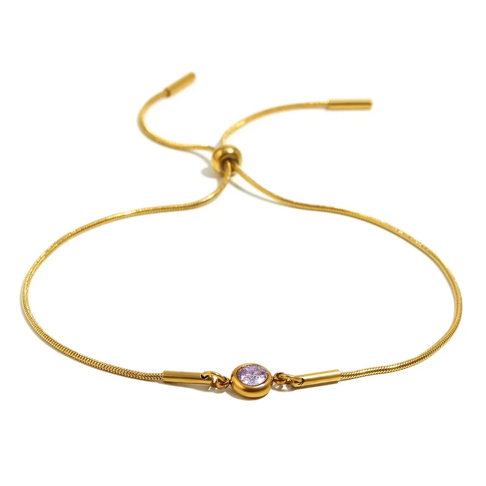 Bangle bracelet with colorful birthstone