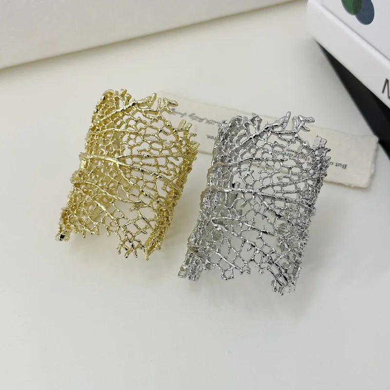 Large Coral Bracelet for Women gold