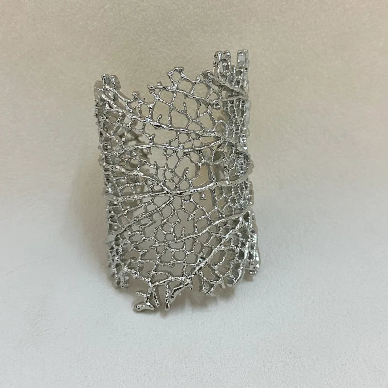 Large Coral Bracelet for Women silver