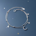 Moon and Star Women's Silver ID Bracelet