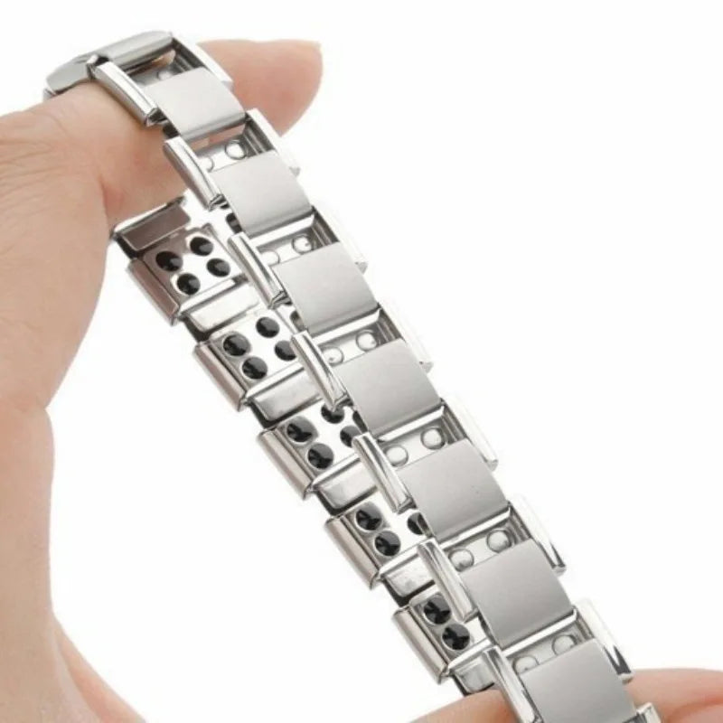Men's Anti-Stress Magnetic Bracelet in Silver