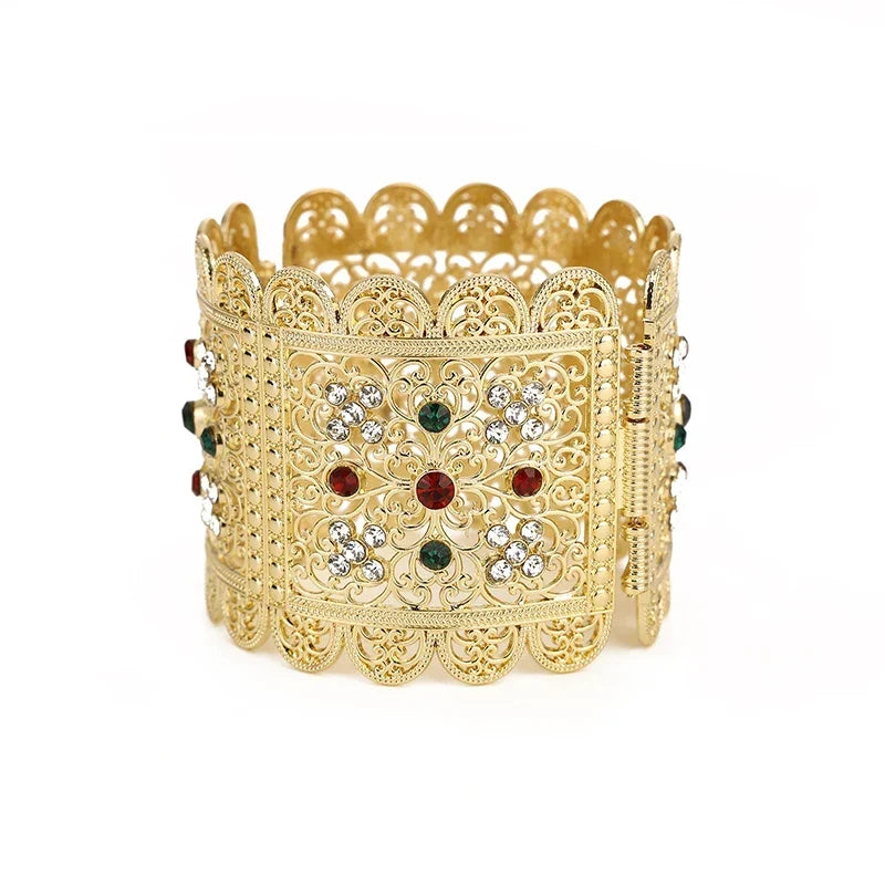 Wide bracelet with Arabic Muslim wedding red rhinestones