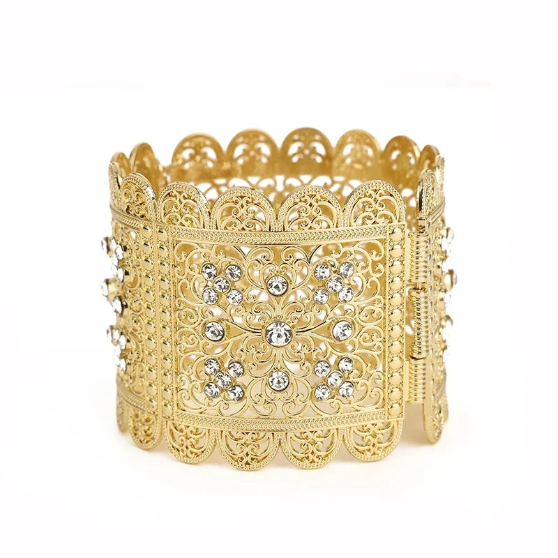 Wide bracelet with Arabic Muslim wedding white rhinestones