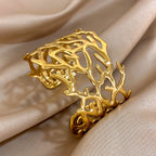 Gold coral cuff bracelet for women in gold