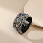 Black Natural Stone Cuff Bracelet for Women
