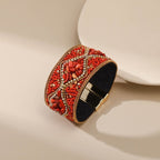 Red Natural Stone Cuff Bracelet for Women