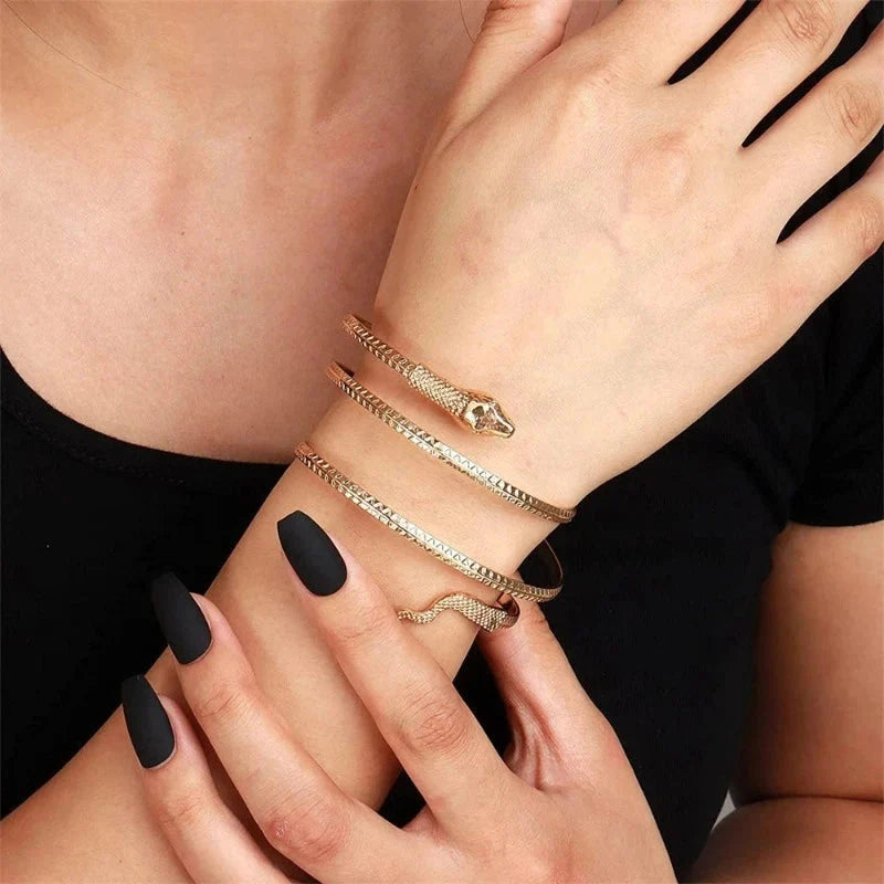 Women's Serpent Cuff Bracelet, Reptile Gold