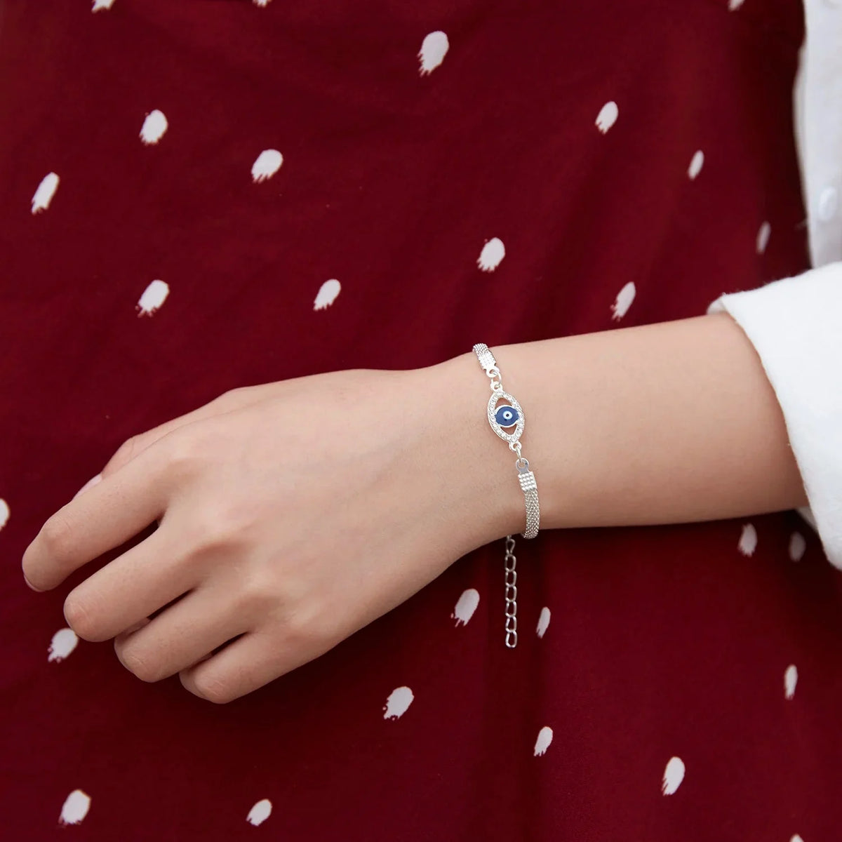 Blue Silver Evil Eye Bracelet